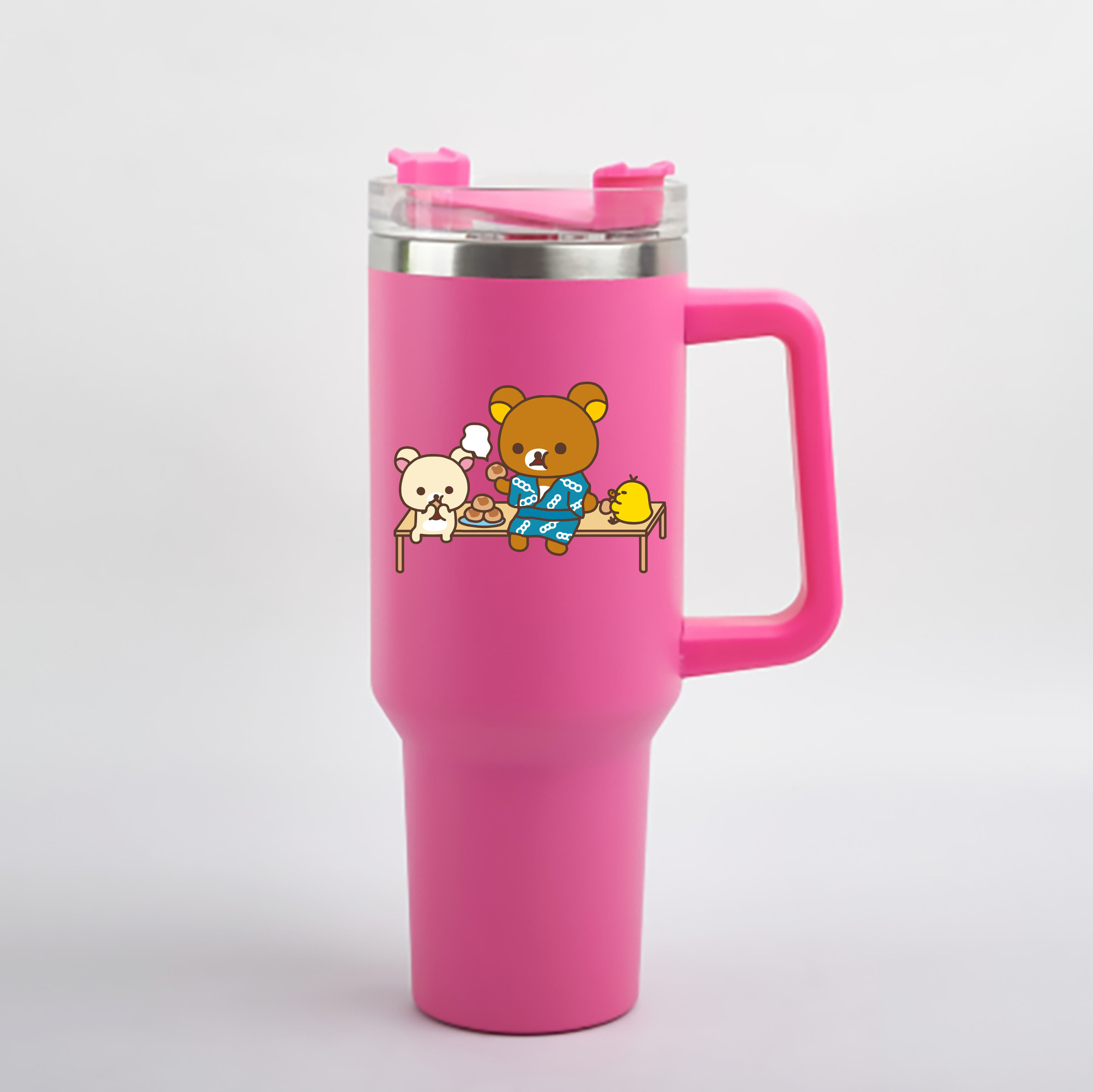 （画像用） リラックマ リラックマ キイロイトリ Rilakkuma Korilakkuma Kiiroitori 1200mL車用タンブラー - クリスタルステッカー（プラスチックストロー付き）